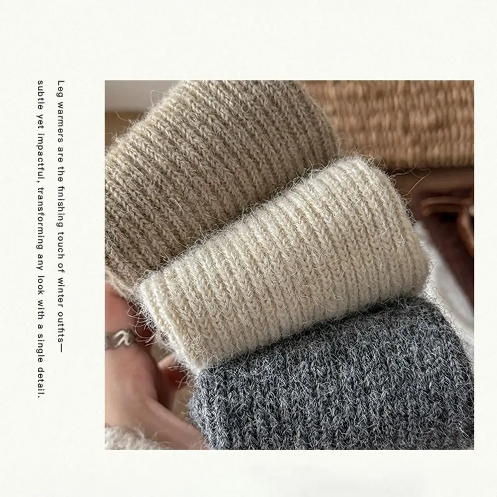 Lady Fashion Solid Color Leg Warmers Thickened Warm Foot Cover Middle Tube Socks Bowknot Decoration Heap Socks Casual Outfit