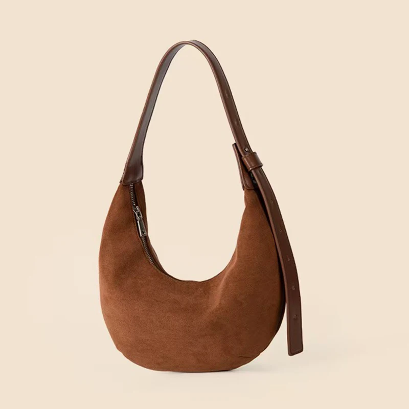 

Ladies' autumn/winter new fashionable shoulder armpit bag suede crescent bag retro handbag versatile shoulder bag dumpling bag