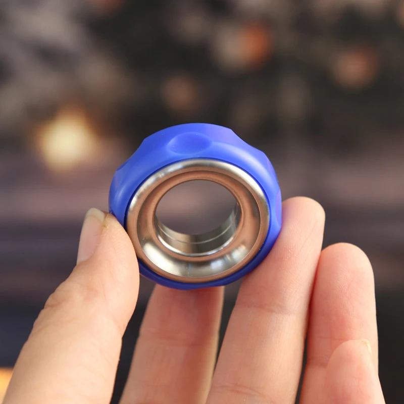 Mechanical Fidget Ratchet Ring EDC Toys Adjustable Haptic Ring Stainless Steel+Pom Fingertip Metal Tyre Toys Stress Spinner