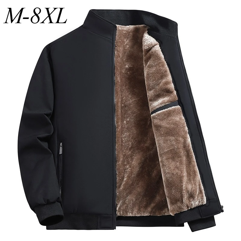 

Men Padded Jacket Fleece Lined Outdoor Office Thick Warm Padding Coats Fashion Stand Collar Soft Comfort Winter Cotton Coat