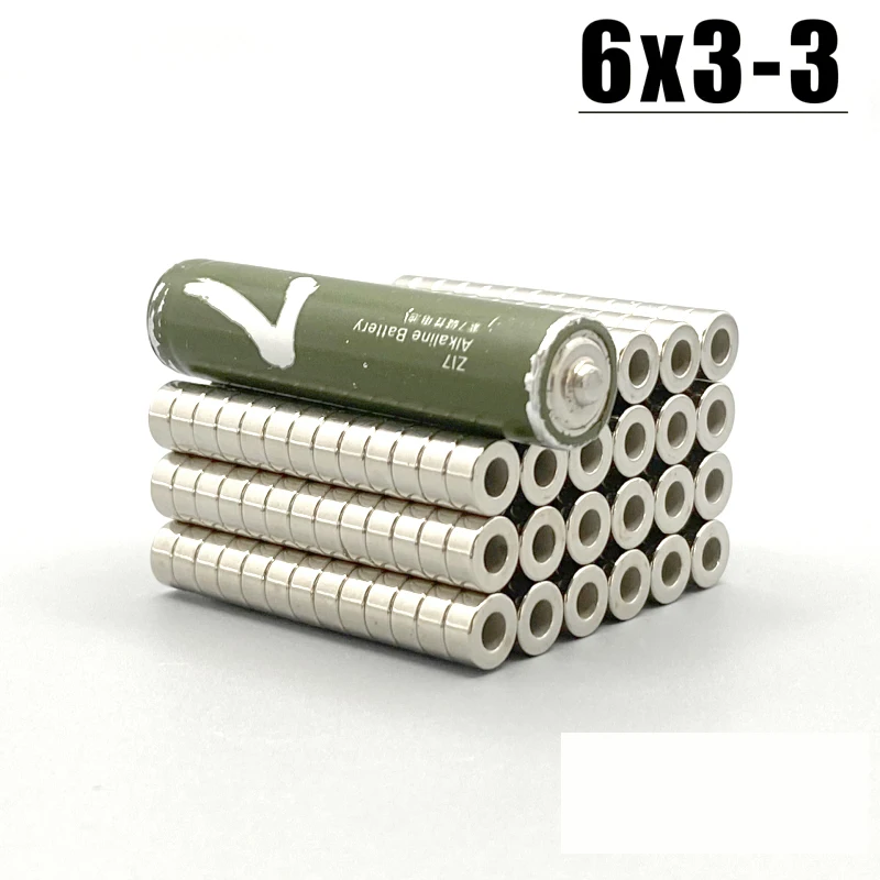 6x3 Hole 3mm Fridge Tool Magnets 20~1000pcs Round Ring Shape 6x3-3mm For Kitchen Office Whiteboard Hook Accessory Imanes