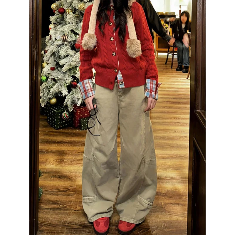 American Design Scimitar Jeans Women's Autumn and Winter New Loose Lazy and Relaxed Floor Pants