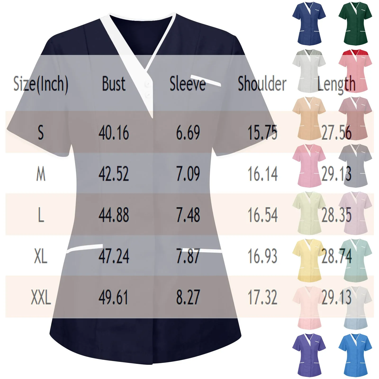 Roupa de trabalho clínica uniforme de enfermeira médica esfrega superior manga curta roupas de médico cor sólida blusa esfoliante médico vneck workwear