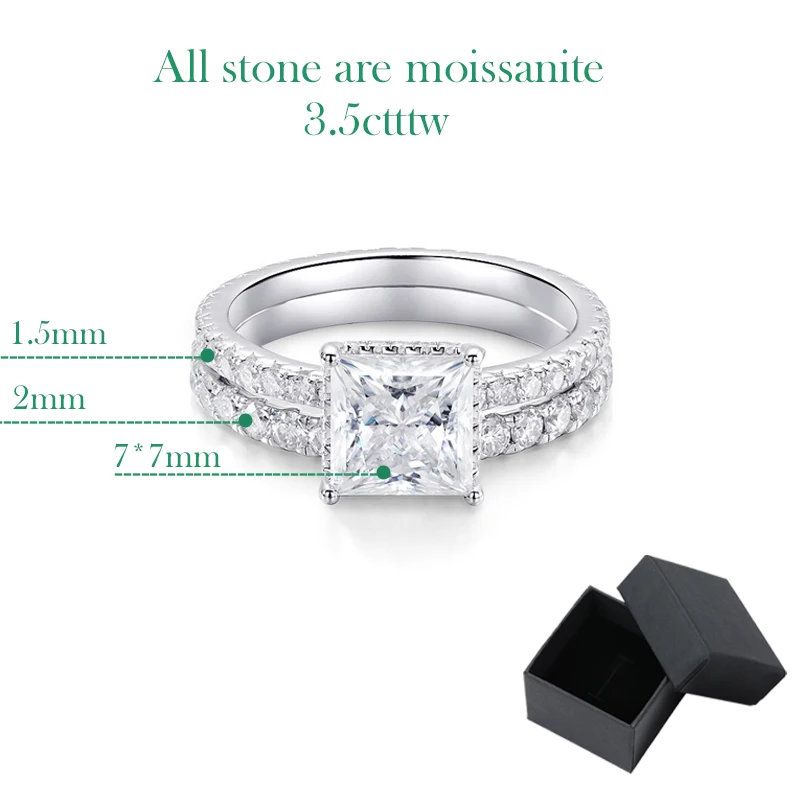 Imagem -06 - Smyoue-princesa Corte Moissanite Anéis para as Mulheres 925 Jóias de Prata Esterlina Diamante Completo Casamento Original Gra 0.93.5 Ctw