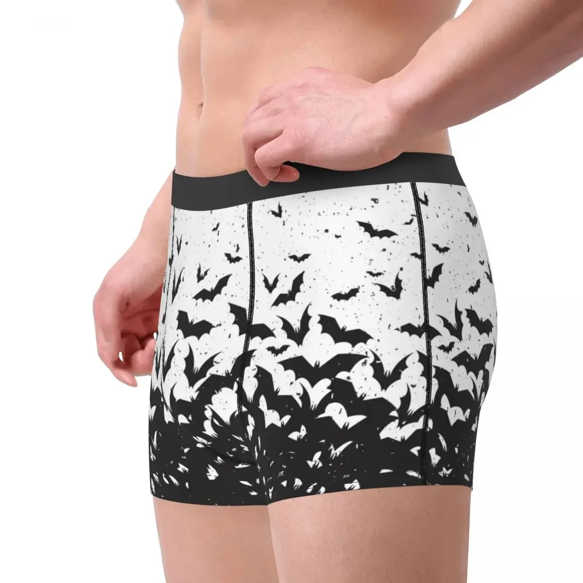 Shorts boxer elásticos para homens, calcinha masculina, cuecas, morcegos de silhueta