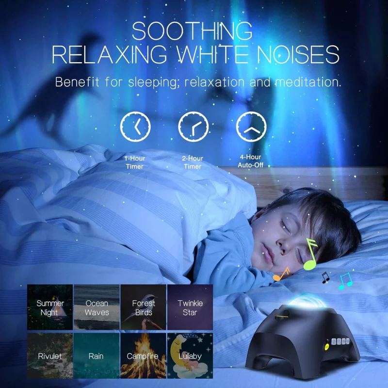 33 Effect Galaxy Projector with Bluetooth Speaker White Noise Remote Control Aurora Night Light for Bedroom Party Decor Gift