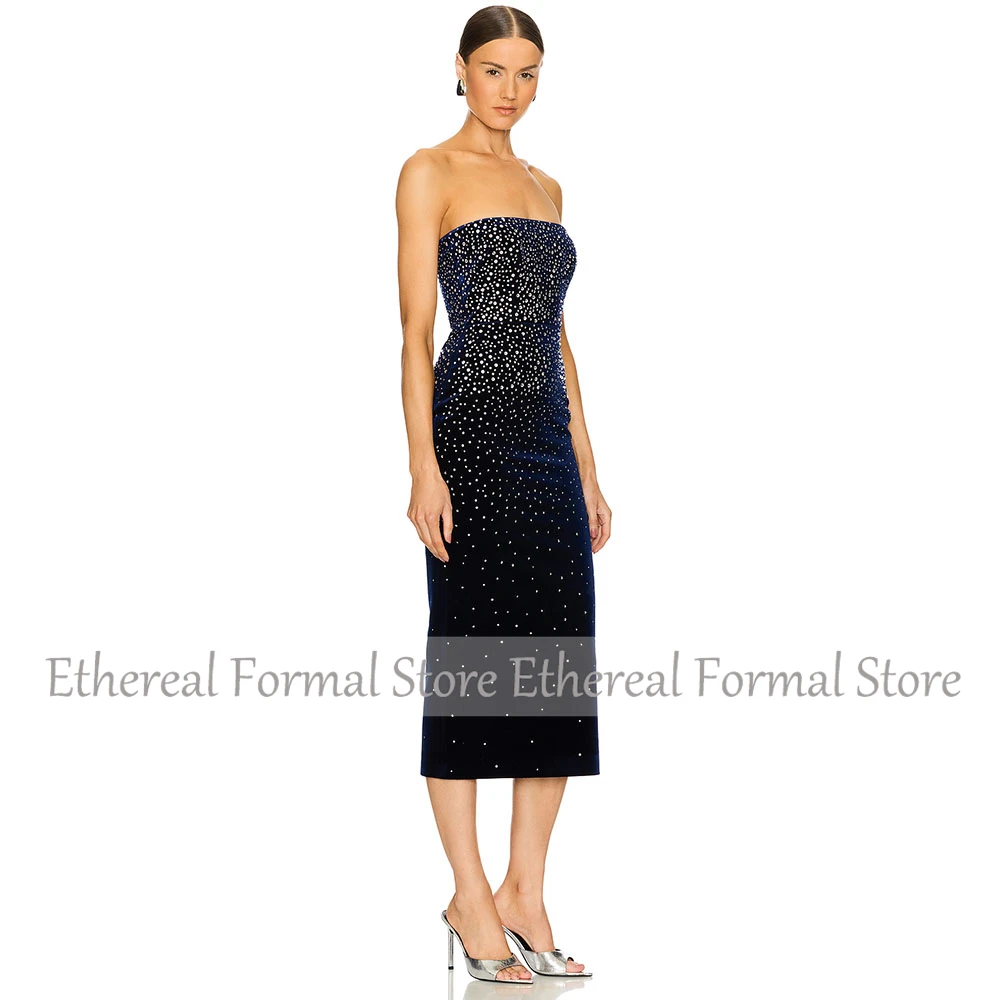 Роскошное черное вечернее платье с бисером, женское платье русалки для выпускного вечера без рукавов с разрезом, торжественное вечернее платье чайной длины, платье в Саудовской Аравии