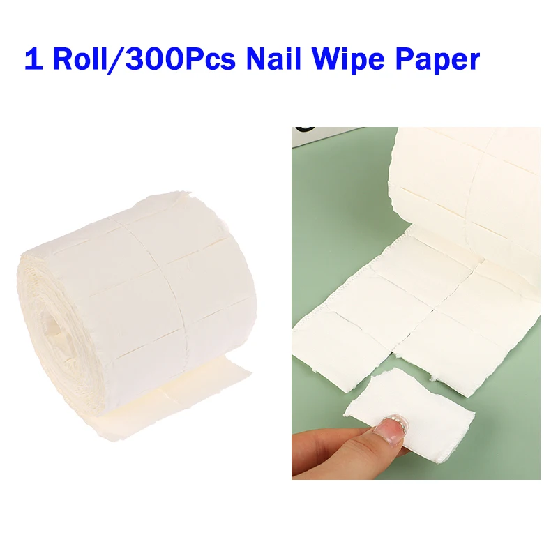 300 pz/rotolo Salviette di Cotone per Unghie Gel UV Punte per Unghie Smalto di Rimozione Cleaner Lint Tampone di Carta Soak Nail Art Pulizia Strumento per Manicure