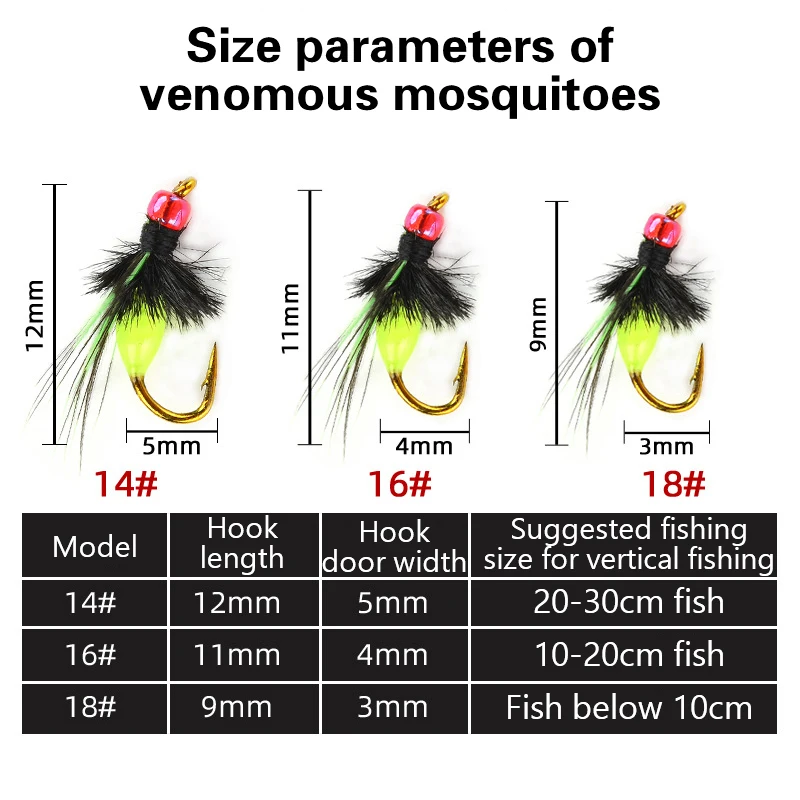 Premium Fishhooks Bait Lures Set With Fly Flies And Simulated Mosquitoes For Fishing Outdoor