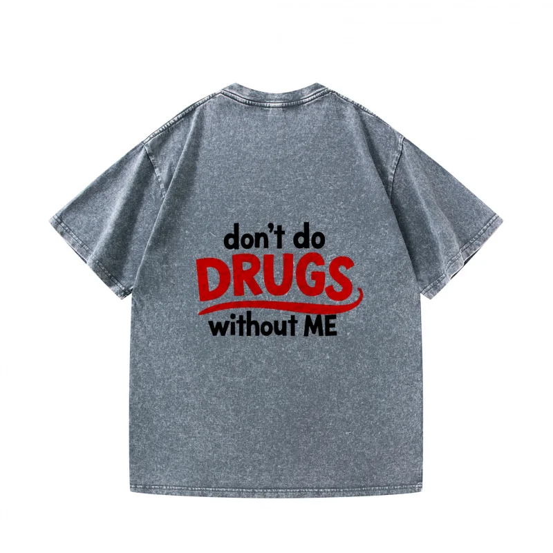 تي شيرت رجالي رمادي لا تفعل المخدرات بدوني مطبوع عليه تي شيرت صيفي كاجوال للحفلات #3