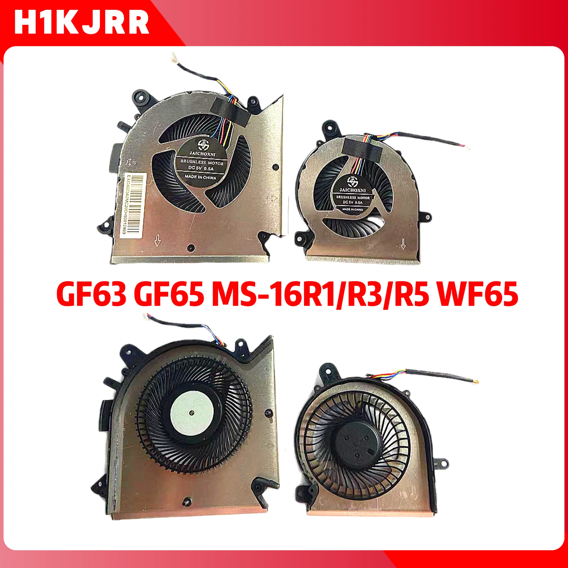 

New CPU GPU Cooling Fan for MSI GF63 MS-16R1/MS-16R3/MS-16R5 GF65 WF65 Notebook Cooling Fan