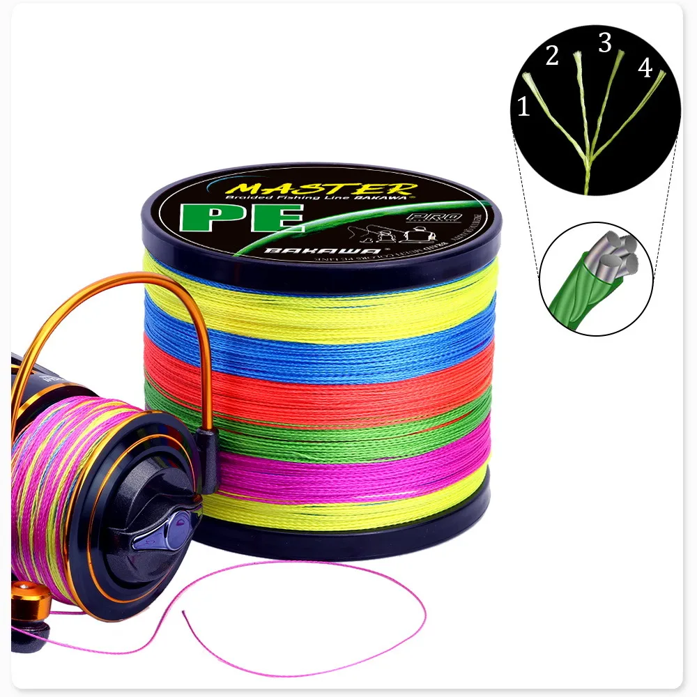 BAKAWA 4X geflochtene Angelschnur, PE-Angelschnur, 100 m, 300 m, 500 m, 1000 m, abriebfest, superstark, Multifilament, für sanftes Werfen – Detail 8