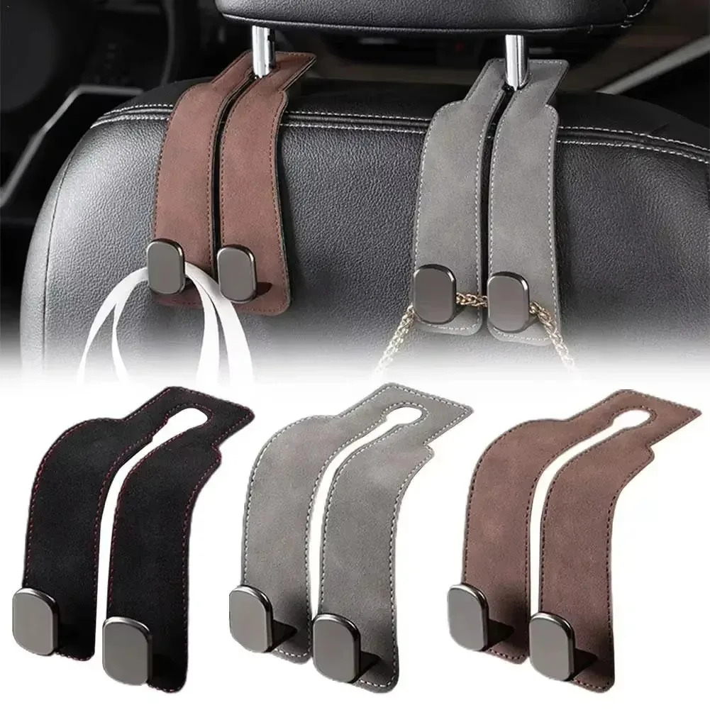 Suede Car Seat Back Hook Universal Rear Seat Small Storage Hook Handbag Holder Durable Easy Install Space Saving Car Interior