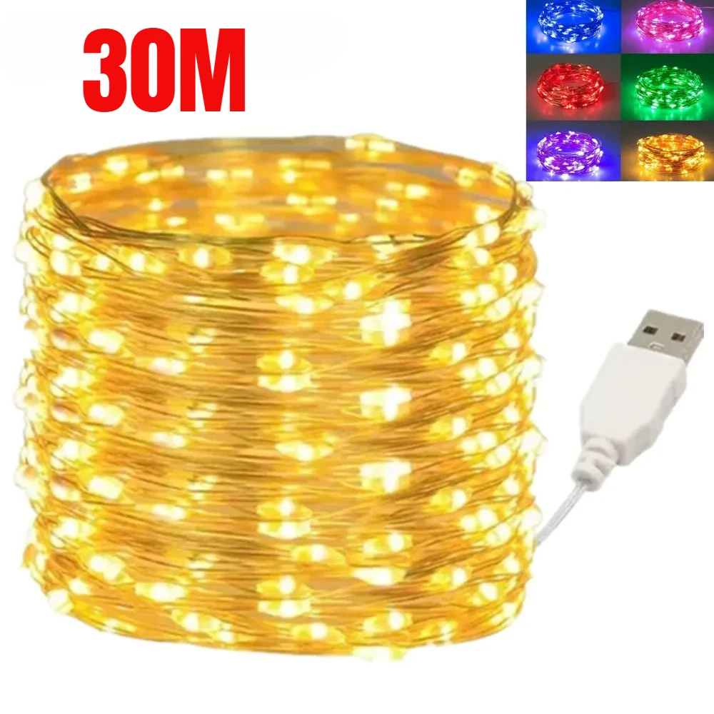 20M Wasserdichte USB LED Lichterkette String Kupferdraht Fee Girlande Licht Lampe Weihnachten Hochzeit Party Urlaub Beleuchtung