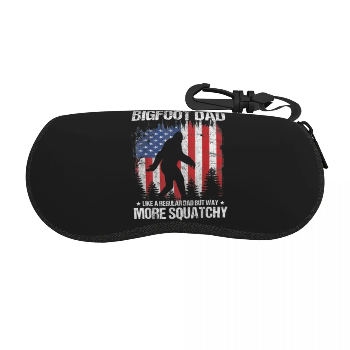 

Custom Mens Bigfoot Dad American Flag Eyeglass Glasses Case Women Men Soft Sasquatch Fathers Day Sunglasses Protective Pouch