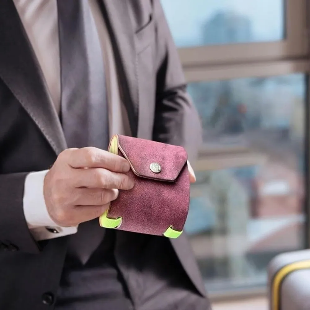 

Solid Color With Clasp Cash Wrap Wallet Multifunction Lightweight Money Holder Compact Leather Pocket Wallet Gift