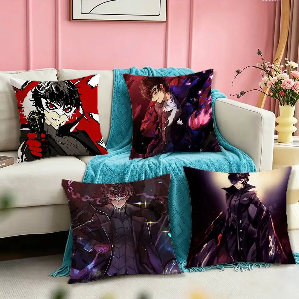 Akira Kurusu Ren Amamiya Game Character Pillow Case Square Double-Sided Sofa Cushion Cover Bedroom Bedside Pillow