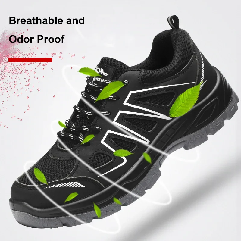 Work Labor Protection Shoes Breathable Anti-smashing Steel Toe Safety Shoes Fashion Comfortable Wear Resistant Sneakers for Men