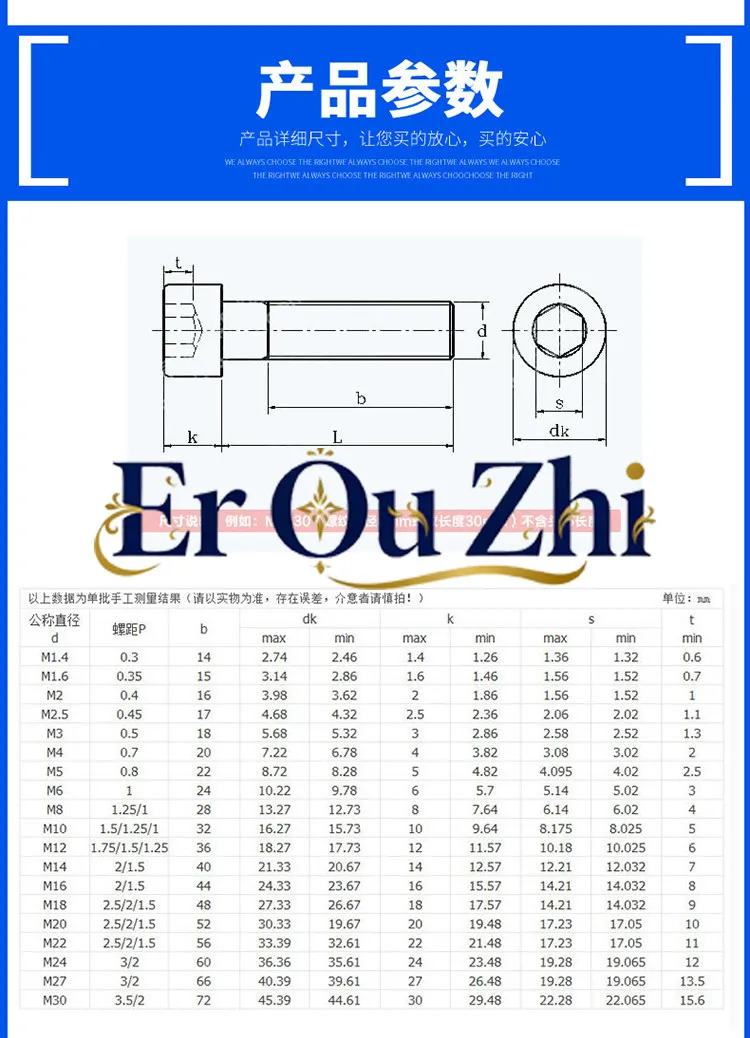 Grade 12.9 Nickel Plated Hexagon Screws Cylinder Cup Head Bolts M3M4M5M6M8*10x12*14182030457