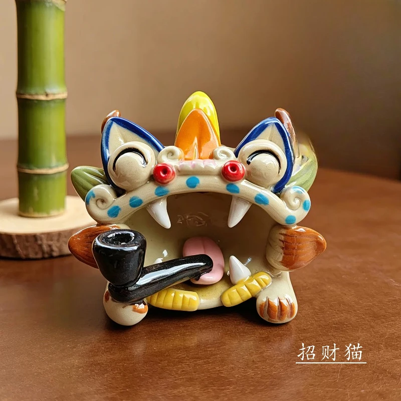 Yunnan intangible cultural heritage tile cat pure handmade lucky cat thread incense insert reflux incense