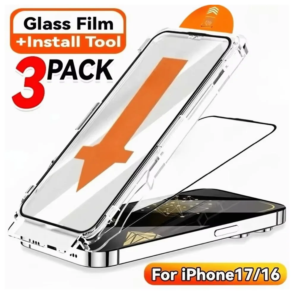 3 Stück für iPhone 17 Pro Max für iPhone 17 Pro Air 17 HD Displayschutzfolien gehärtetes Glas kratzfest staubfrei Installation
