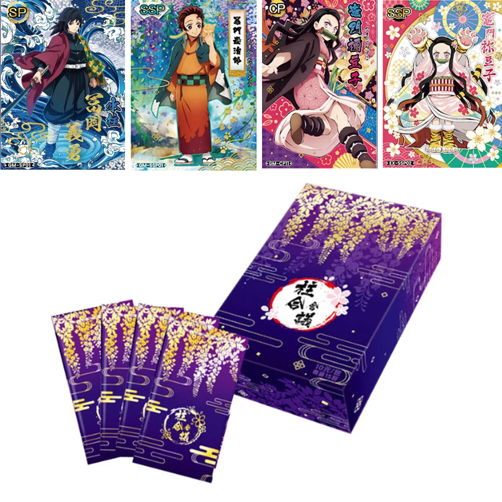 

New Demon Slayer Card EX-SSP Limited Edition Series Aurora Glass Painted GM Hand Drawn Collection Cards Children's Toy Gifts