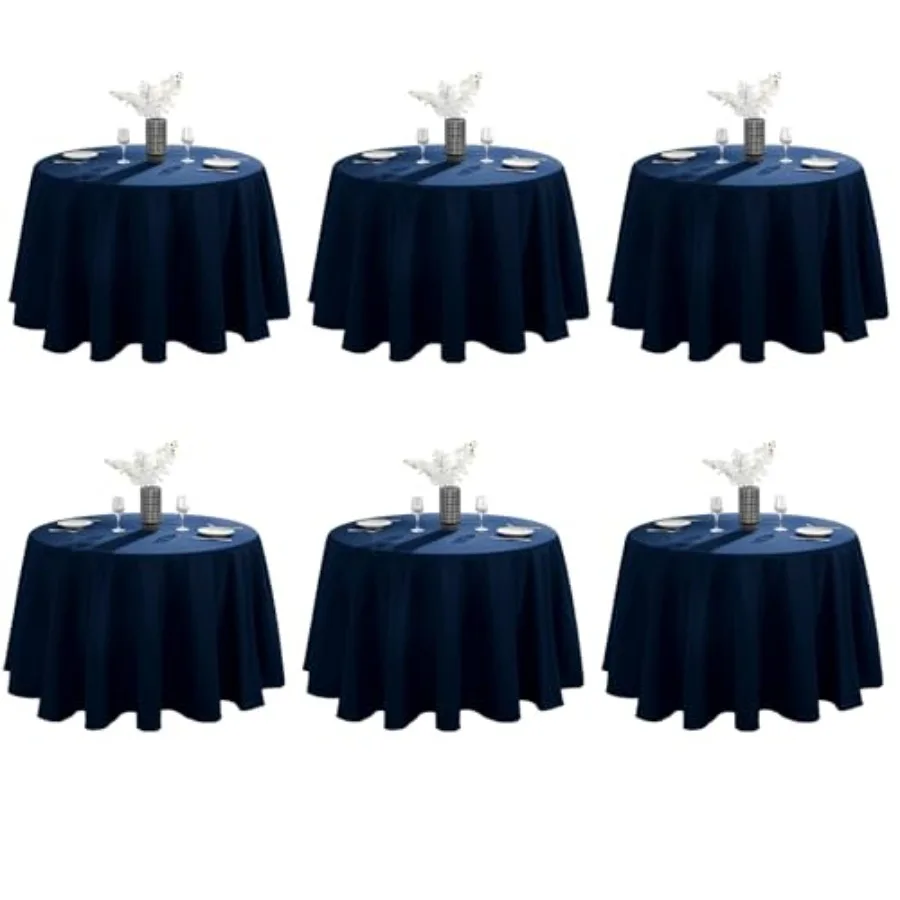 

Скатерти (6 шт.) для круглых столов диаметром 120 дюймов, из полиэстера, устойчивые к пятнам и складкам, для кухни и столовой