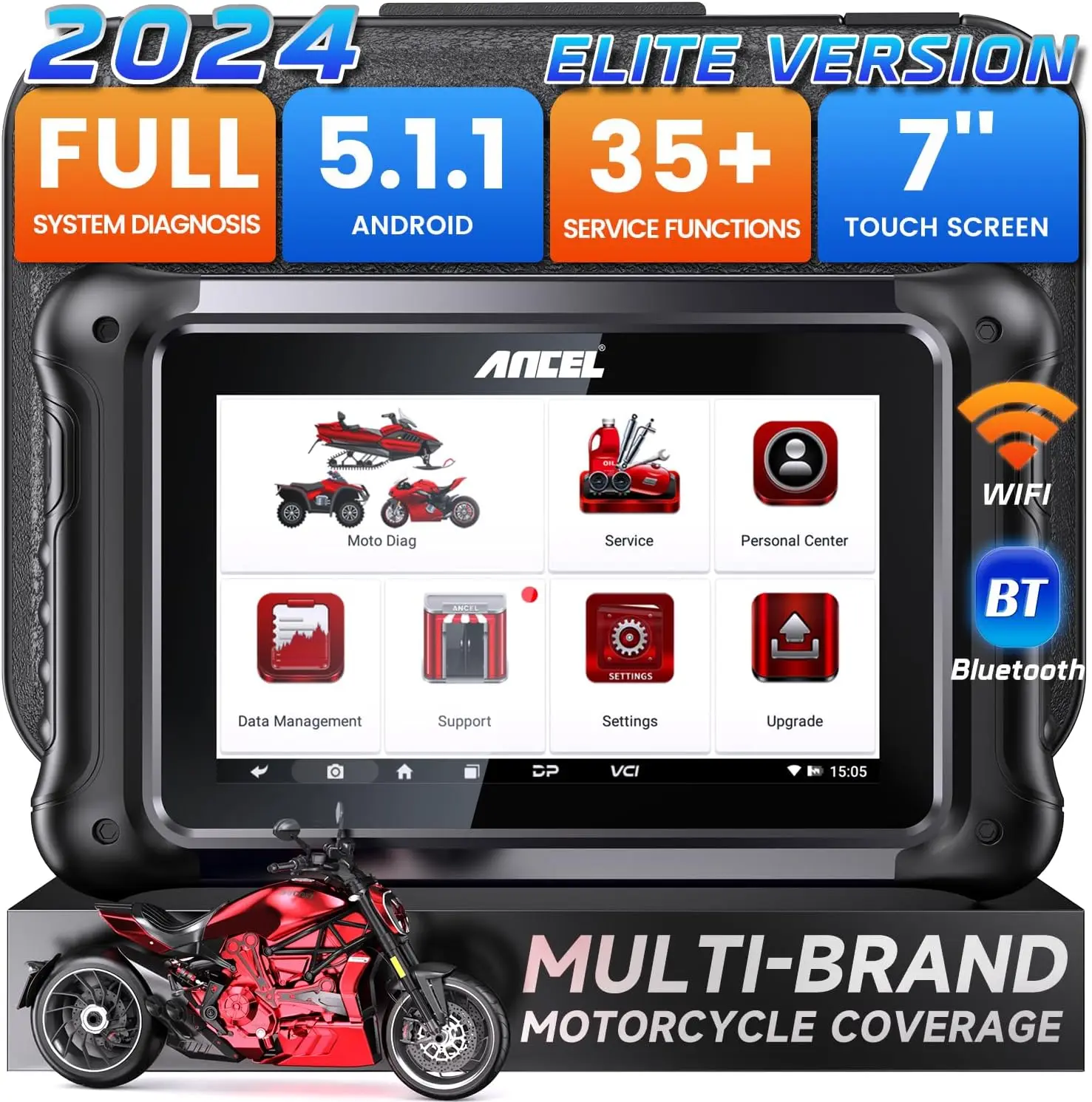 ANCEL MT700 Motorcycle Diagnostic Tool All System Obd2 Scanner ABS Bleeding Check Engine Code Reader with Oil Light Reset forBMW