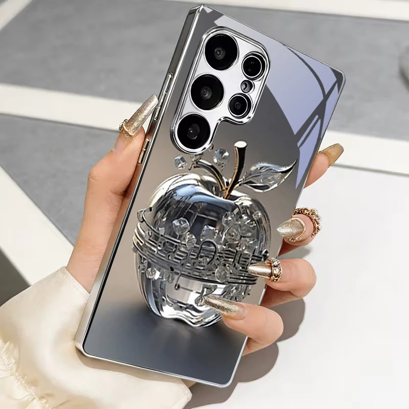 Crystal With Music Notes Electroplated Silver Phone Case For Samsung A31 A51 A71 A12 A22 A32 A42 A52 A06 A16 A17 A37 Back Cover