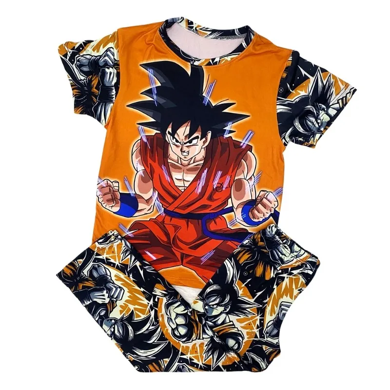 

Летний пижамный комплект 2026: Семейные парные наряды с мультяшным принтом для мальчиков и девочек, с коротким рукавом и широкими брюками, быстросохнущий, удобный, в стиле Харадзюку