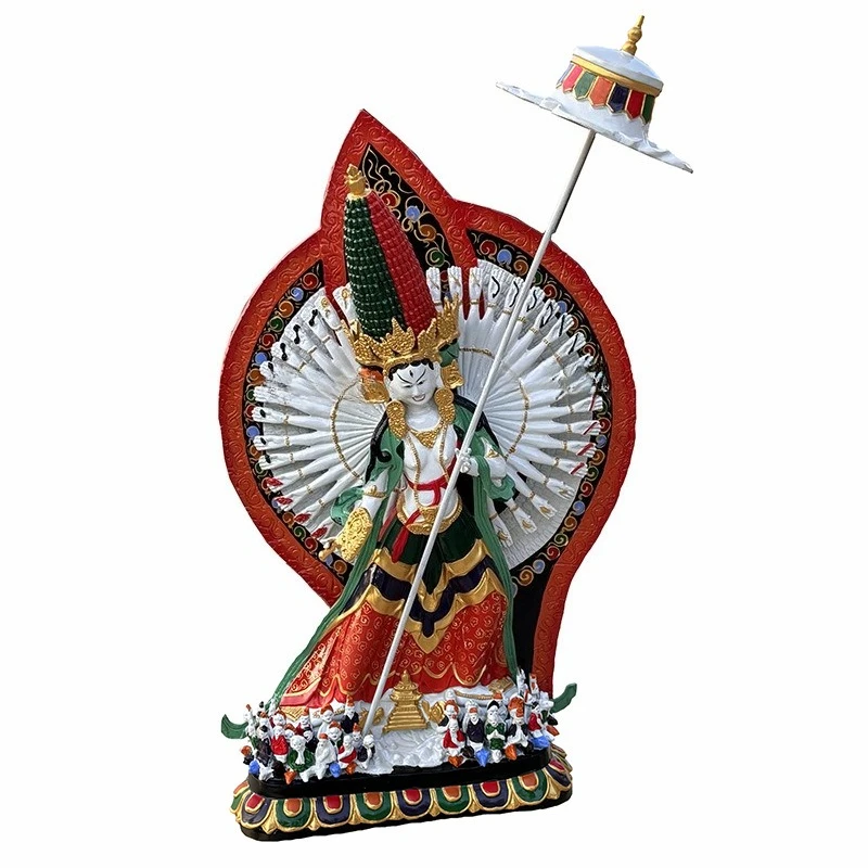 

Tibetan all-copper painted big white umbrella cover Buddha statue pure copper gold casting Dugam copper Buddha statue
