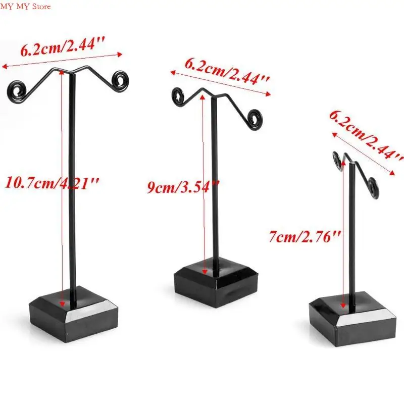 

N1HE 3Pieces/set Acrylic Earring Tree Stand Black Clear Jewelry Display Studs Holder