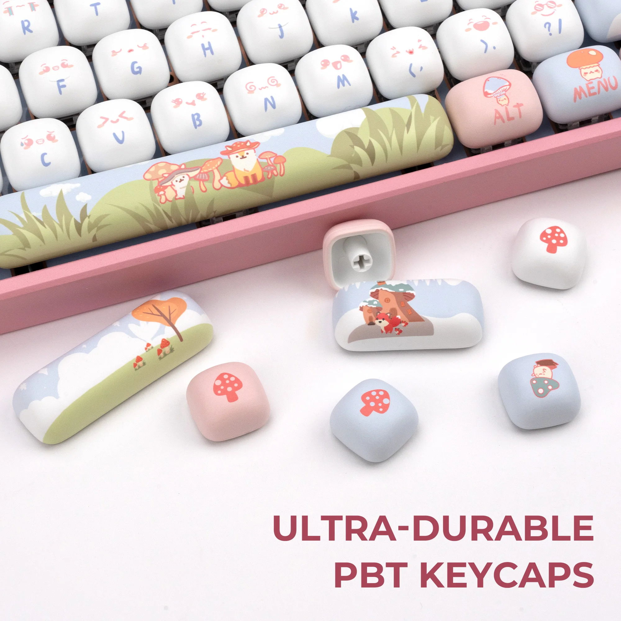 Imagem -02 - Xvx Steamed Bun Paradise Theme Keycap Mog Profile Dye Sublimation Keycaps 138 Teclas Keycaps Fofos