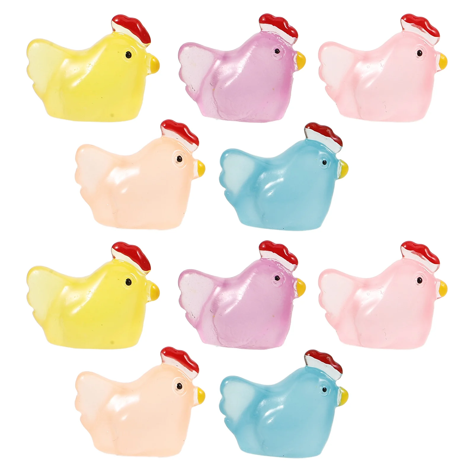 

20pcs Mini Garden Chicks Chicken Ornaments Luminous Figurines Resin Animals Dollhouse Accessories Educational Toy