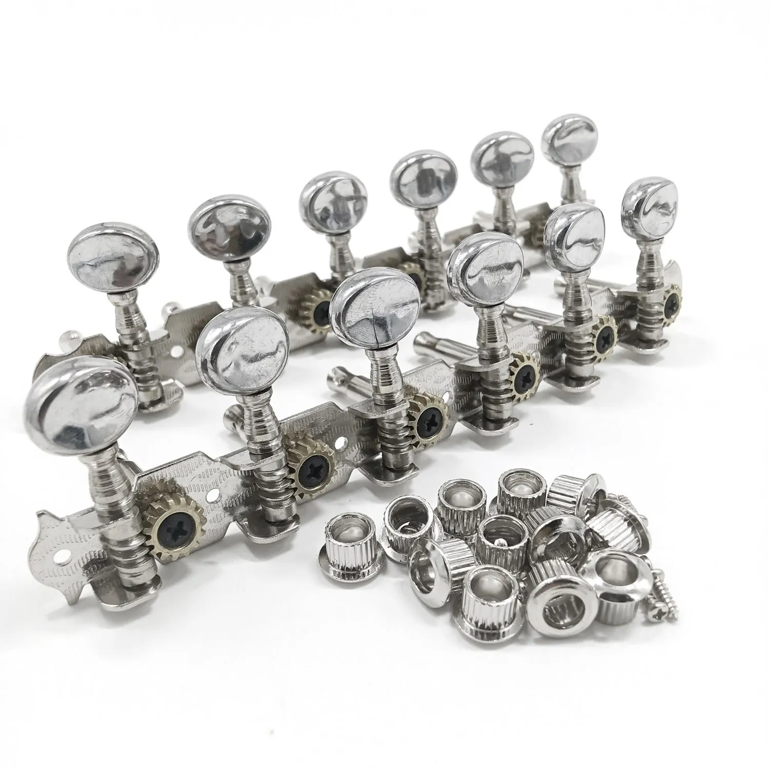 6L 6R Tuning Pegs Tuners Machine Heads String Tuning Pegs for 12 String Acoustic Guitar Accessory Part Silver