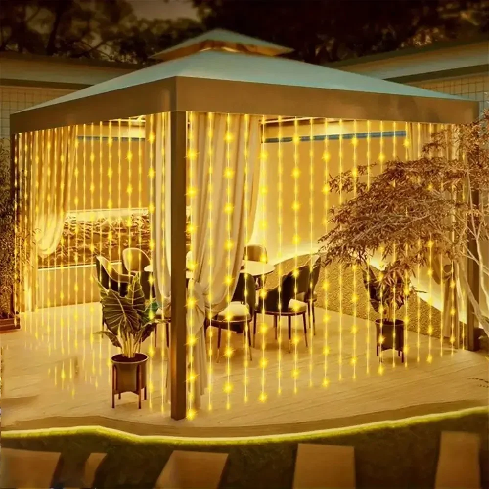 Solar Curtain Light LED Outdoor Waterproof Garland Christmas Decoration String Lights Yard Wedding Fairy Garland String Lights