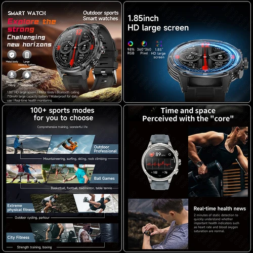 Imagen 2 del producto Para Huawei Xiaomi GPS Track reloj inteligente hombres 1,85 pulgadas Ultra HD pantalla AMOLED 710 Mah batería Bluetooth llamada SmartWatch 2025 nuevo