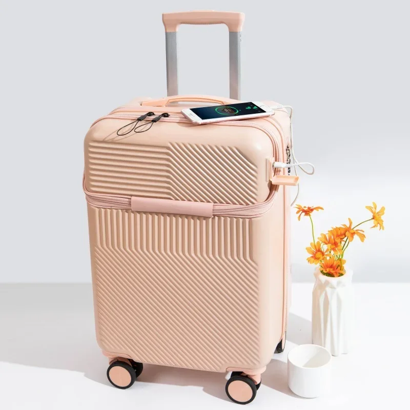 20/22 Boarding Box Travel Suitcase New Front Opening Trolley Case Large Capacity Trunk Multifunctional Student Rolling Luggage