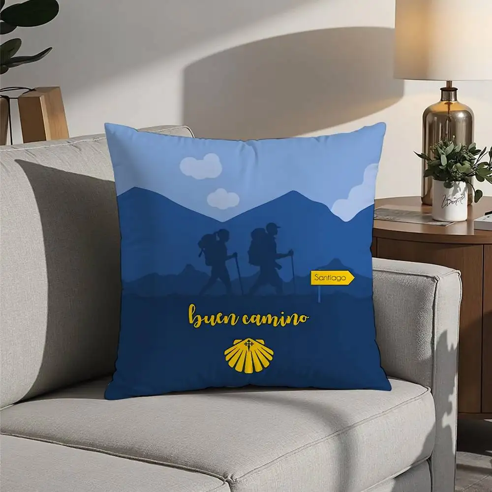 بوين كامينو سانتياغو دي كوبسلا كيس وسادة أريكة ديكور المنزل الطباعة على الوجهين قصيرة أفخم غطاء وسادة مقعد #3