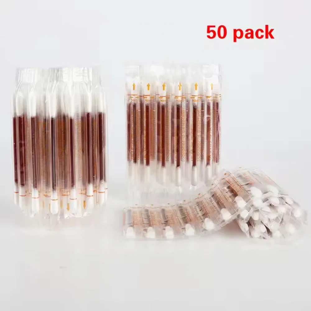 50 stks/partij Wegwerp Medische Jodium Katoenen Stokje Gedesinfecteerd Wattenstaafje Jodium Klimhulp Ehbo Veiligheid Survival Supplies