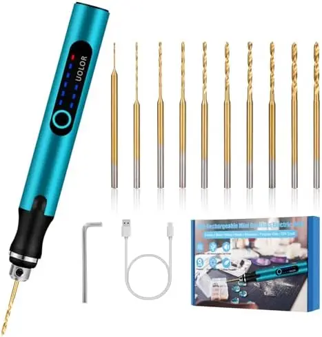 

Uolor 3-Speed Cordless Mini Drill Pen – Rechargeable Hand Drill with 10 Bits for Jewelry, Resin, Keychains