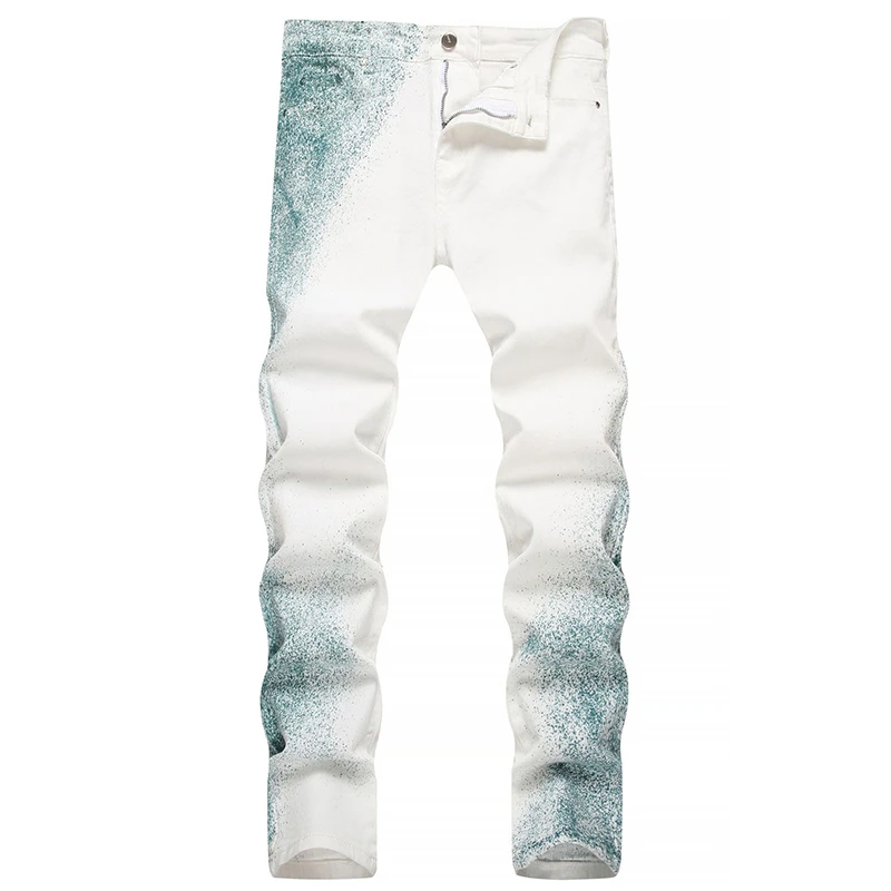 Pantalones Vaqueros blancos para Hombre, Jeans informales de algodón, ajustados y rectos, estilo Hip Hop, moda de verano, 2023