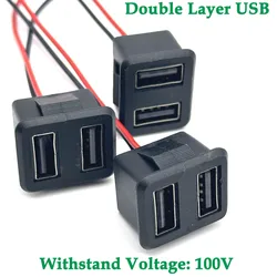 1/3pcs Double Layer Usb Female Base 3A 100V Type-C Socket and Female Usb Lamp Charging Socket Power Socket With Cable Connector