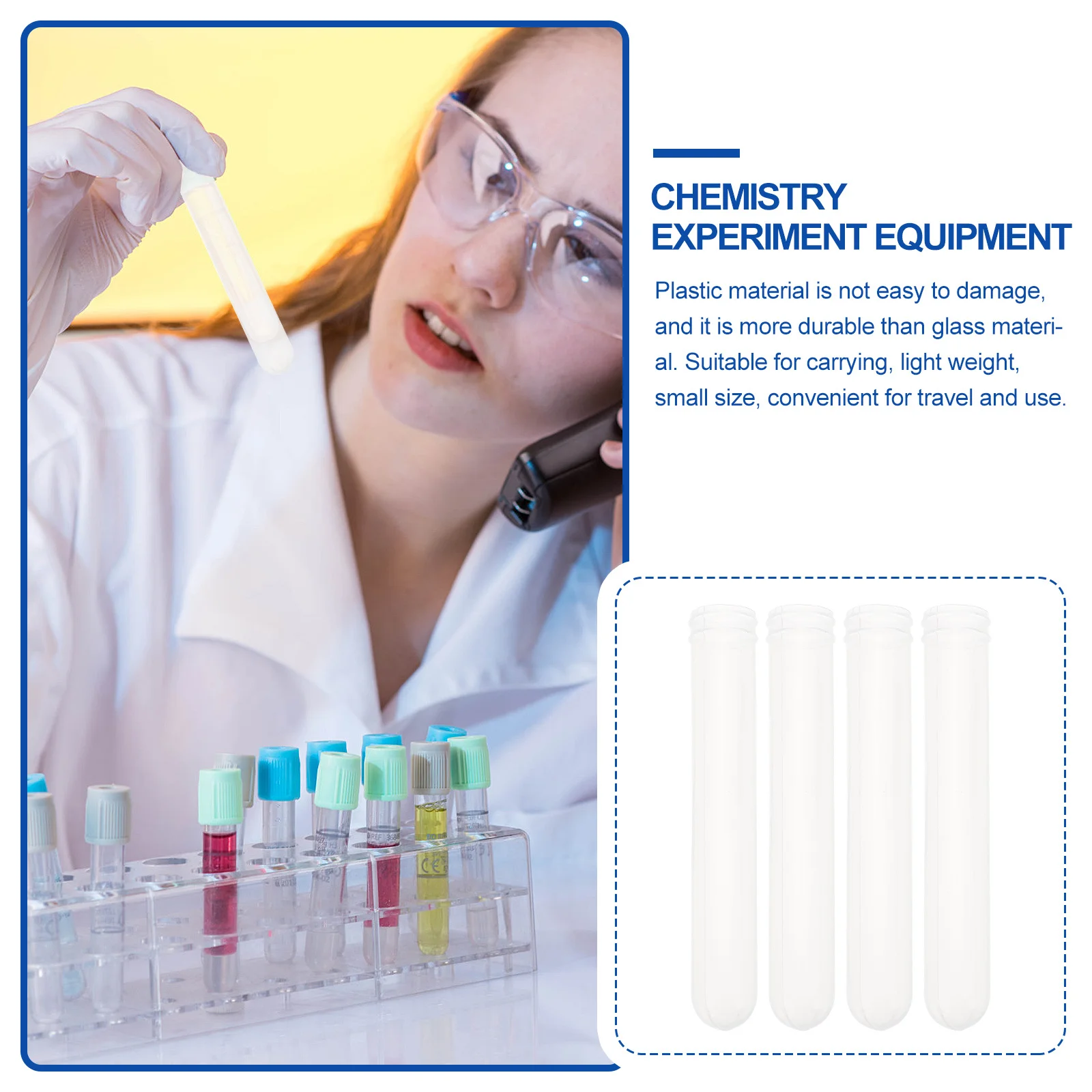 500Pcs Soft Plastic Test Tubes Clear Chemistry Experiment Equipment Liquid Storage Containers for Laboratory School Training