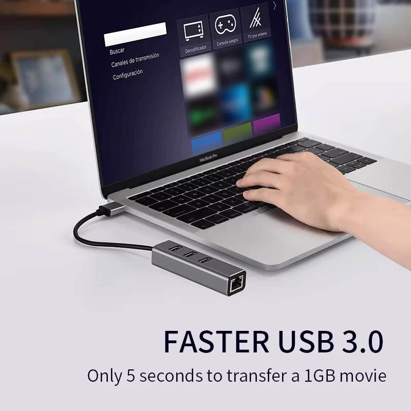 1000Mbps USB イーサネットアダプター タイプC ハブ USB 3.0 ネットワークカード USB to RJ45 ギガビットイーサネットアダプター MacBook ノートパソコン用