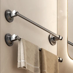 Strong Suction Cup Towel Rack for Bathroom No Punching Required Bathroom Storage Rack Wall Mounted Single Pole Towel Pole