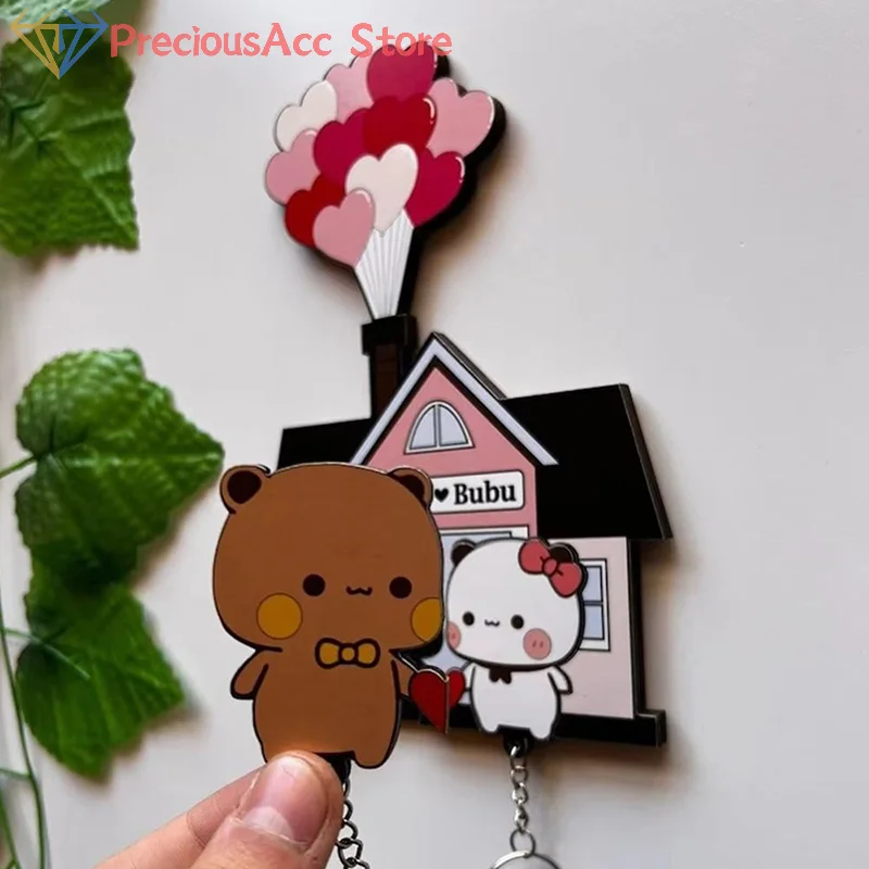 Hot Sale Wall Key Holder Panda Bubu And Dudu Acrylic Keychain Hanger Cartoon Backpack Charm Ke Ring Pendant Accessor Couple Gift