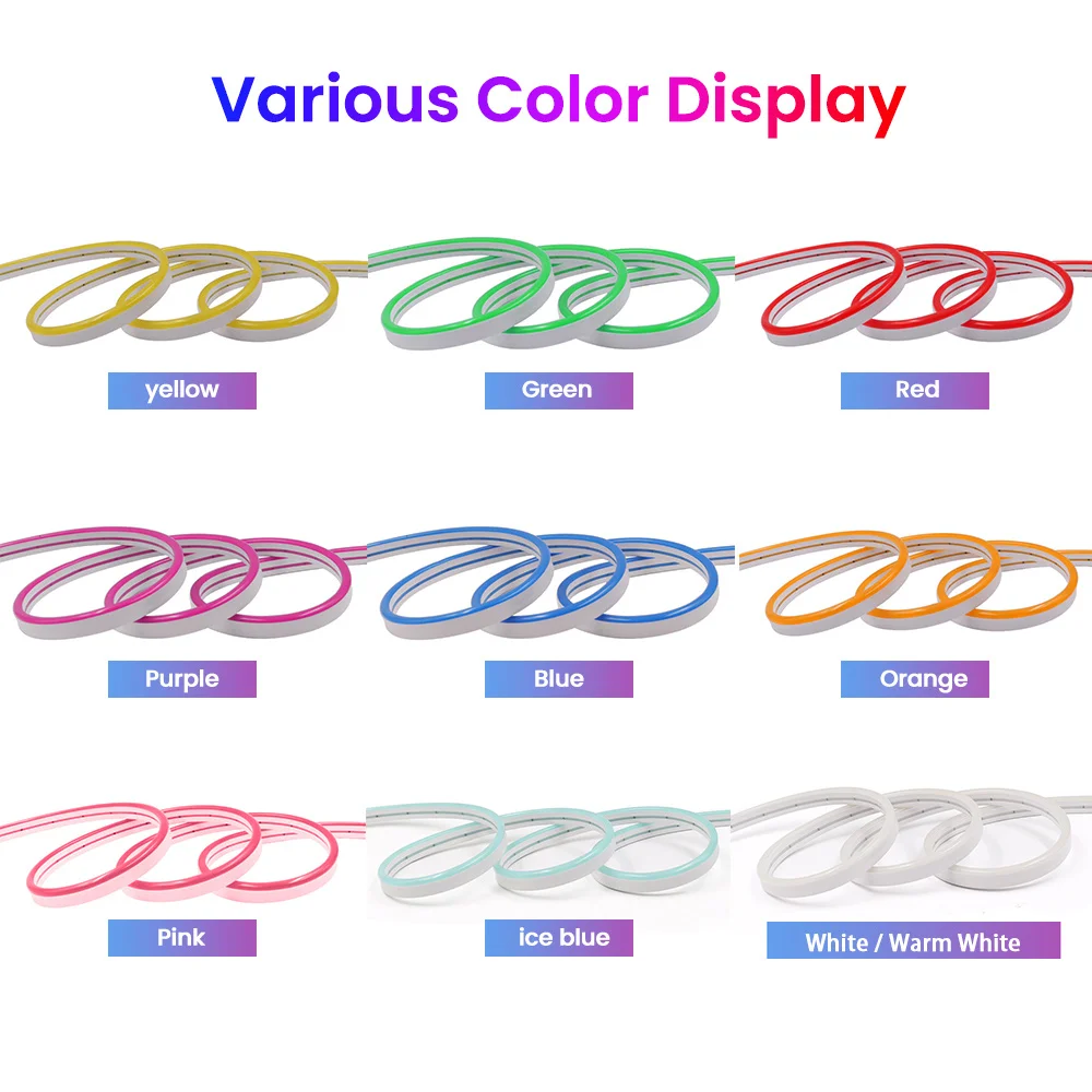 12V LED Neon Light Strip Rope Lights Neon Sign Waterproof Flexible Silicone Lamp 50cm 1m 2m 5m Home Decor with DC Plug 10 Colors