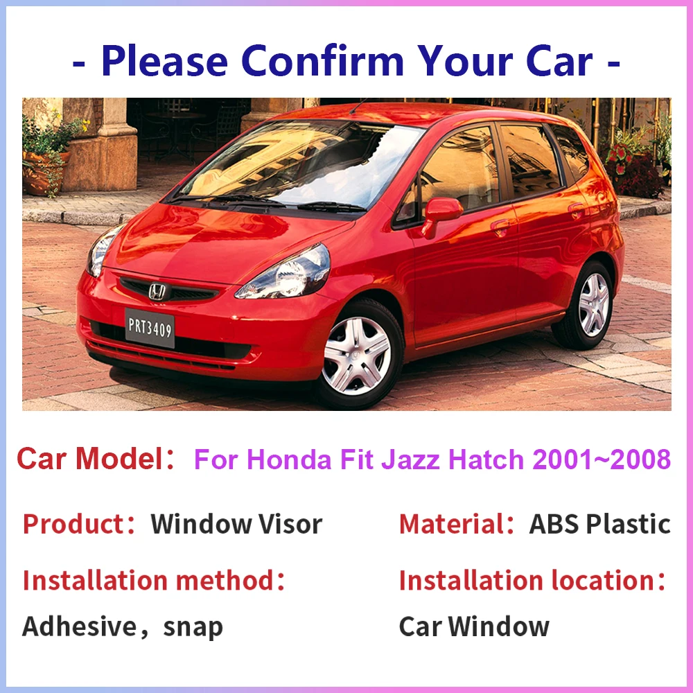 Car Window Visor for Honda Fit Jazz GD GE Hatchback 2001~2008 Side Sun Rain Guard Vent Smoke Cover Deflector Exterior Accessorie