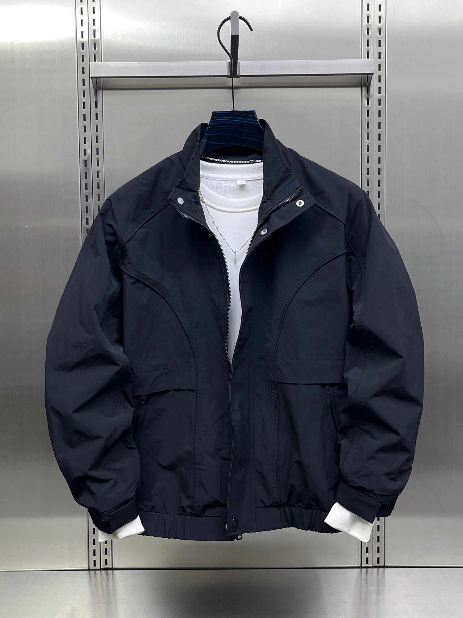 

Casual Men's Stand Collar Jaet Loose Fit American Sle Autumn New Faion Brand Streetwear Versatile Breathable Outerwear